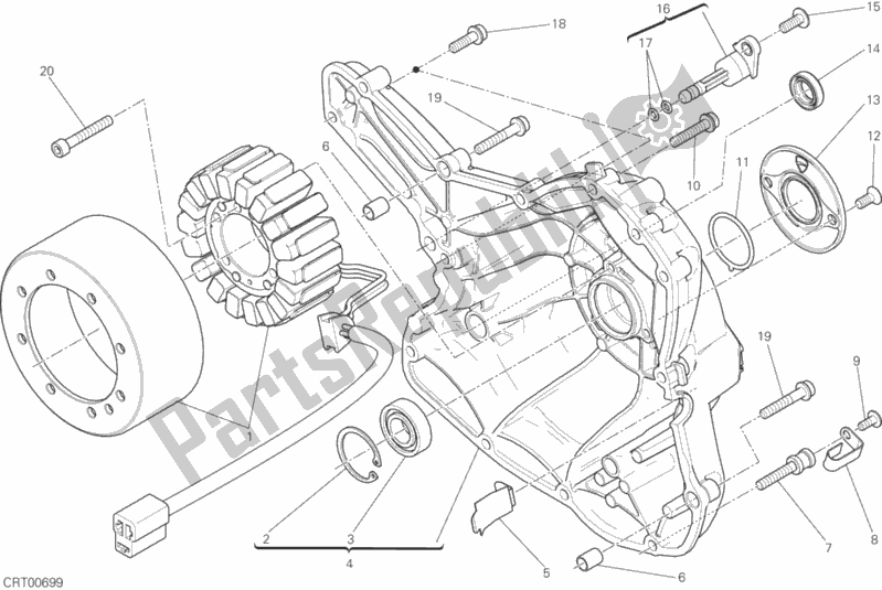 Toutes les pièces pour le Couvercle De Générateur du Ducati Scrambler Sixty2 USA 400 2017